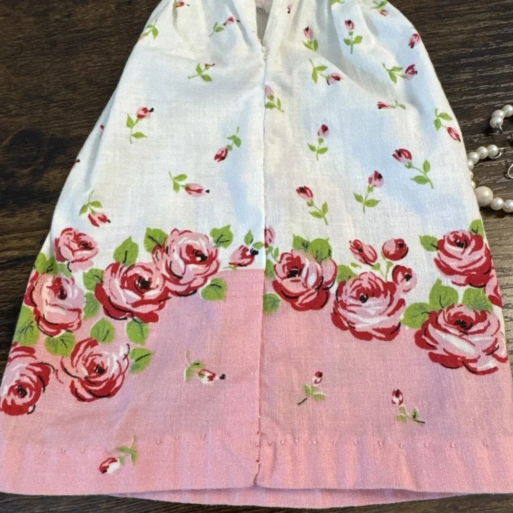 VTG 1960s Cut & Sew Roses Barbie Gown Dress Mommy‎ Made W Necklace & Bracelet